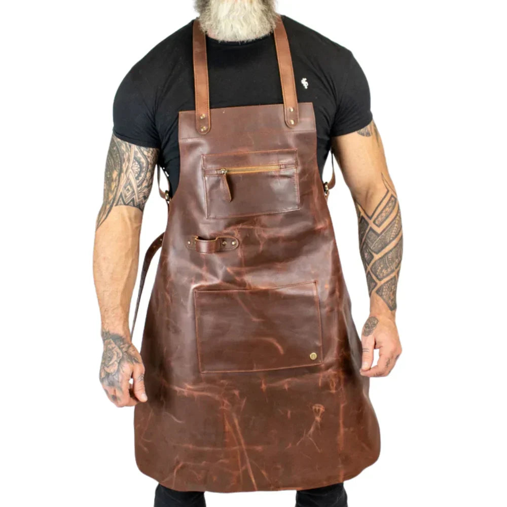 Tablier De Soudure En Cuir Plein Grain Résistant À L Eau Et Au Feu Amawinc Avec Bretelles Réglables