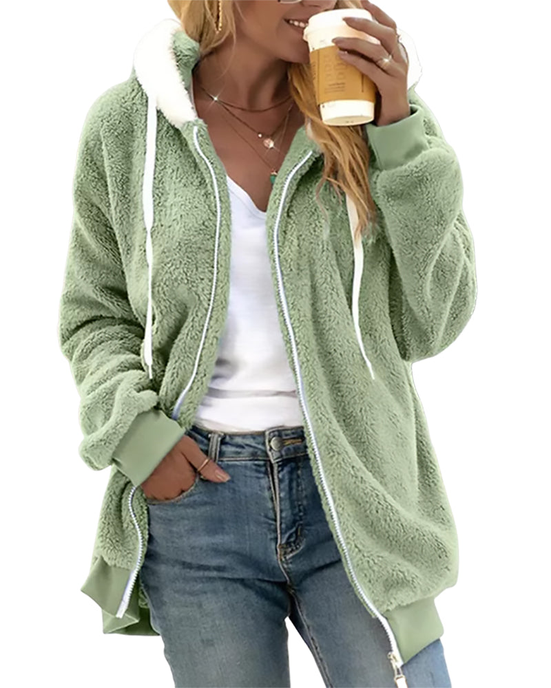 Thérèse Veste Polaire Zippée Douce pour Femmes Chaude et Confortable Idéale pour Hiver Quotidien