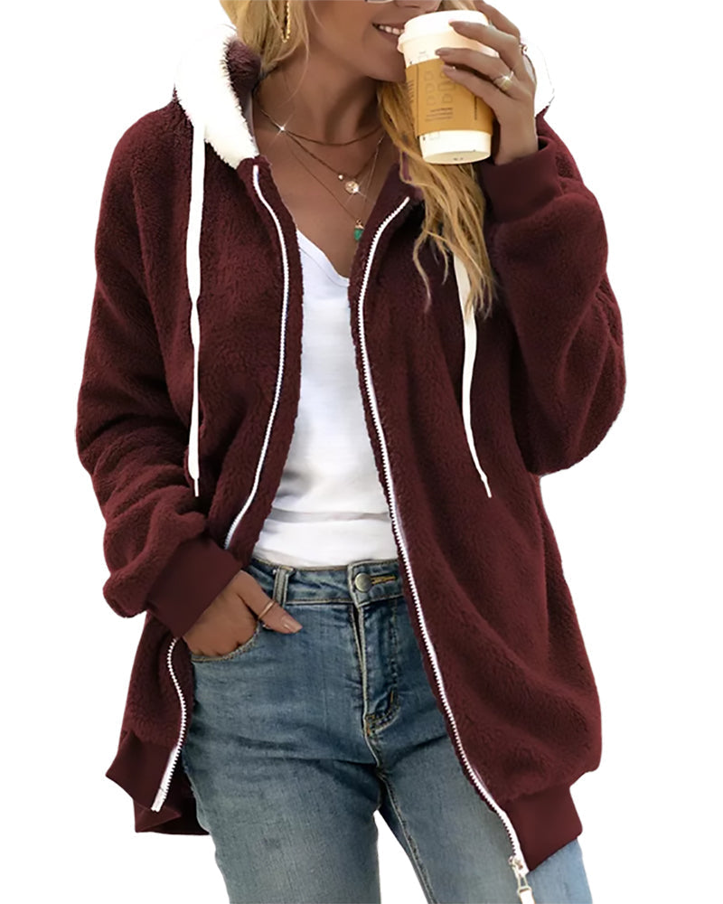 Thérèse Veste Polaire Zippée Douce pour Femmes Chaude et Confortable Idéale pour Hiver Quotidien