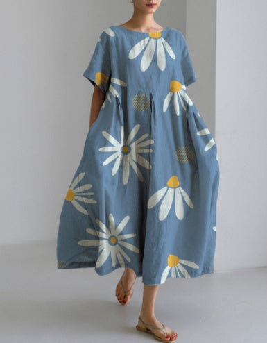 Baumwoll-Look Kleid mit 3D-Druck von Fudus