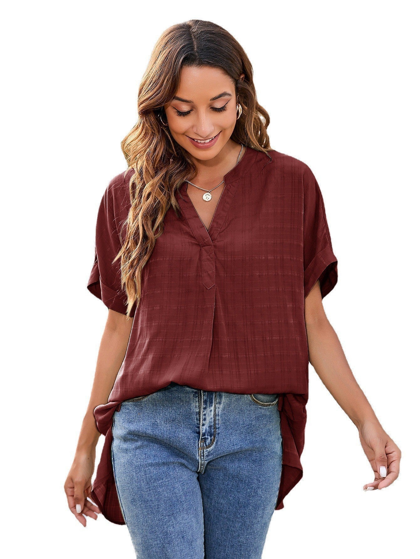 Damen Freizeit Hemd von Fudus mit V-Ausschnitt