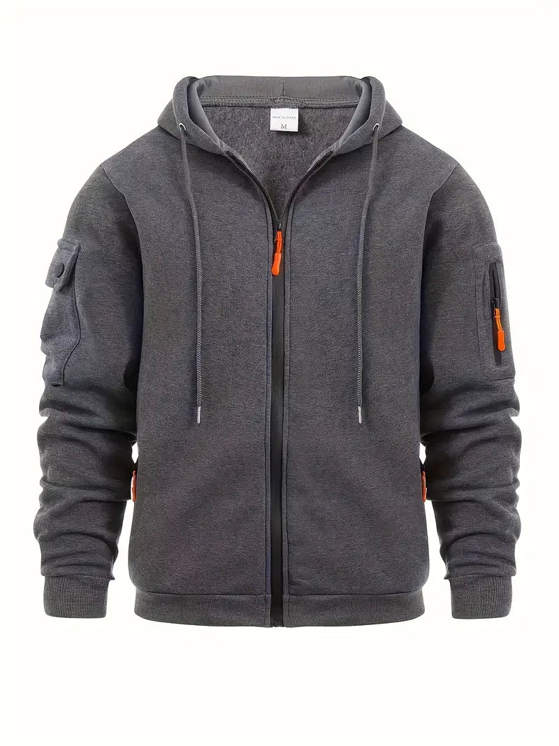 Sweat À Capuche Zippé Pour Homme Amawinc Gris Léger Avec Poches Veste Décontractée Pour Journées Actives