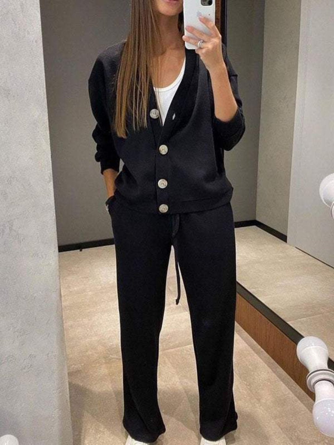 Kylie Ensemble Cardigan Décontracté Pour Femme Avec Pantalon À Cordon Pour Un Style Élégant Et Confortable