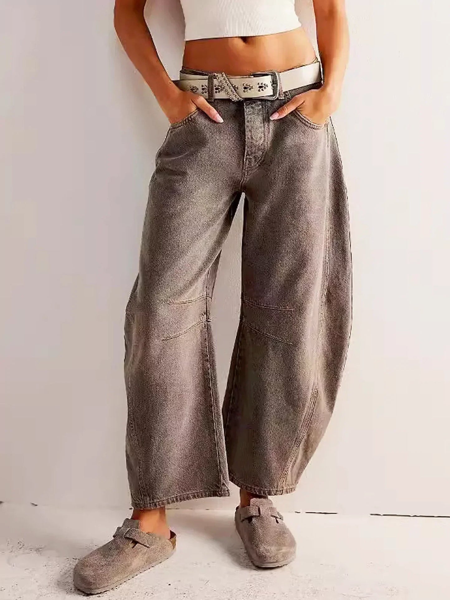 Elizabeth Jean Femme à Jambe Large Hiver Décontracté Imprimé Léopard Confort Style Quotidien