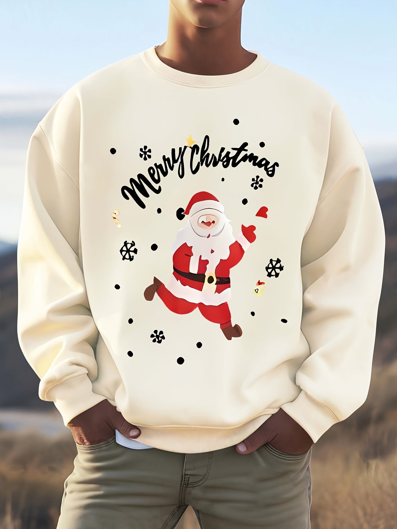 Amawinc | Sweatshirt mit Weihnachtsmotiv Baumwolle Frohe Weihnachten Design