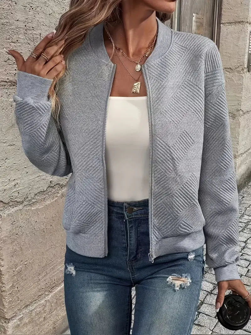 Amawinc Emma Veste Cardigan Zippé Hiver Pour Femmes Bleu Vif Confort Quotidien Style Décontracté Avec Fermeture Éclair