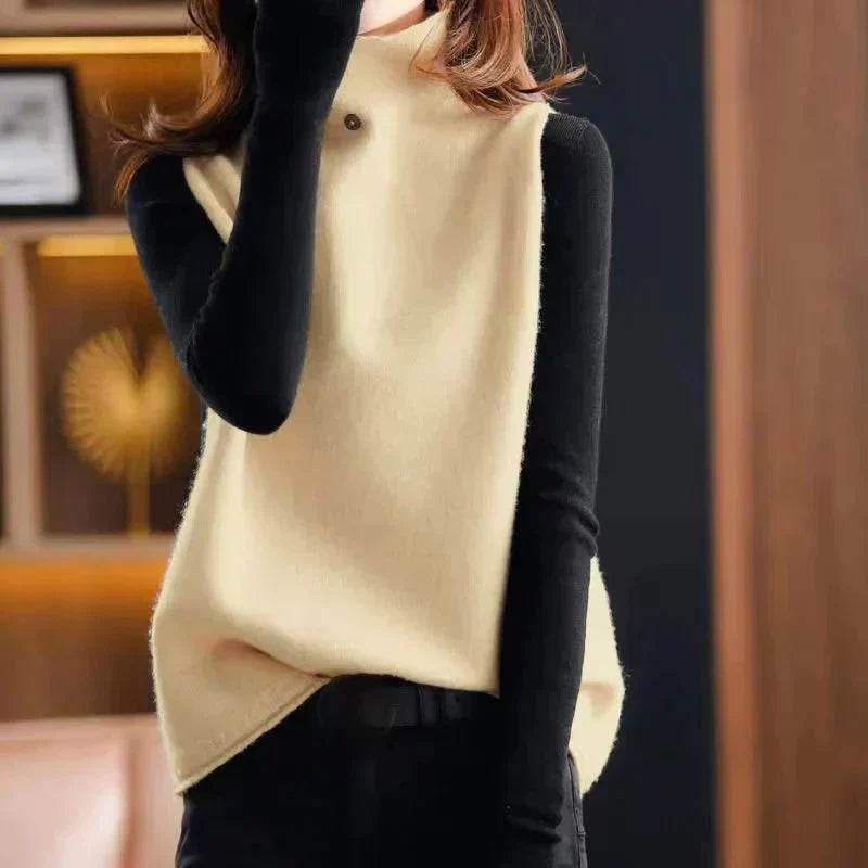 Nordisk Flair Gilet Sans Manches Femme Coupe Décontractée Col Montant Doux Pour La Superposition Polyvalente