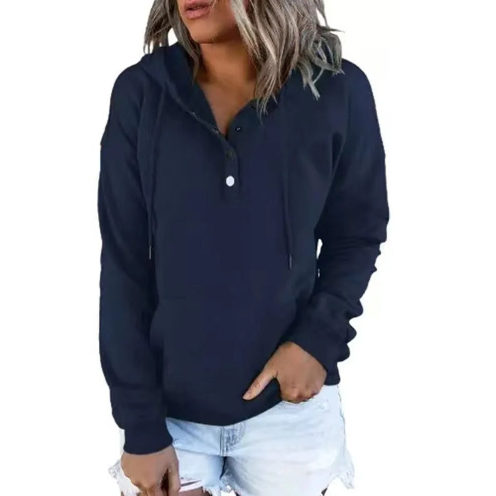 Damen Freizeit Hoodie Jacke mit Metallknöpfen von Fudus