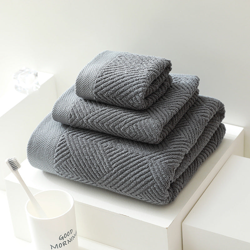 Ensemble De Serviettes De Bain En Coton Avec Texture Subtile Et Motif Géométrique