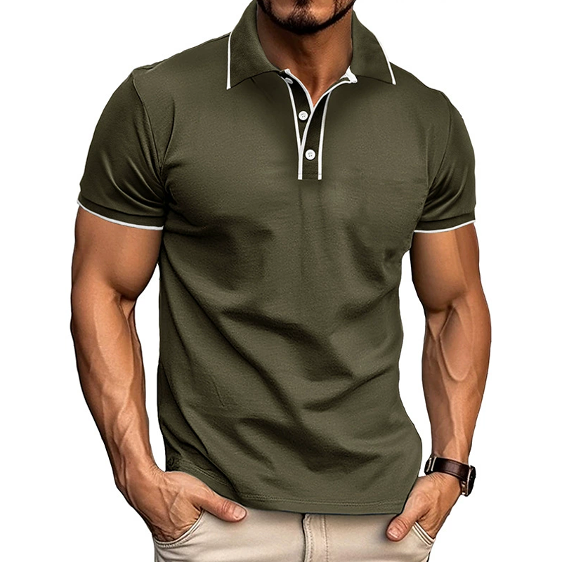 Polo Slim Fit Homme Amawinc À Manches Courtes Avec Détails Contrastants Pour Style Décontracté Et Chic