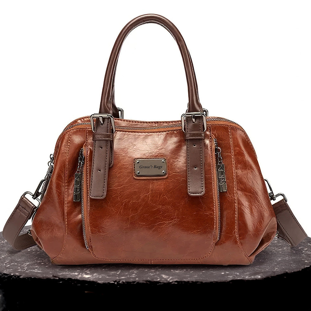 Pamela - Vegan Leather Dome Handbag - Amawinc