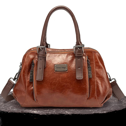 Pamela - Vegan Leather Dome Handbag - Amawinc