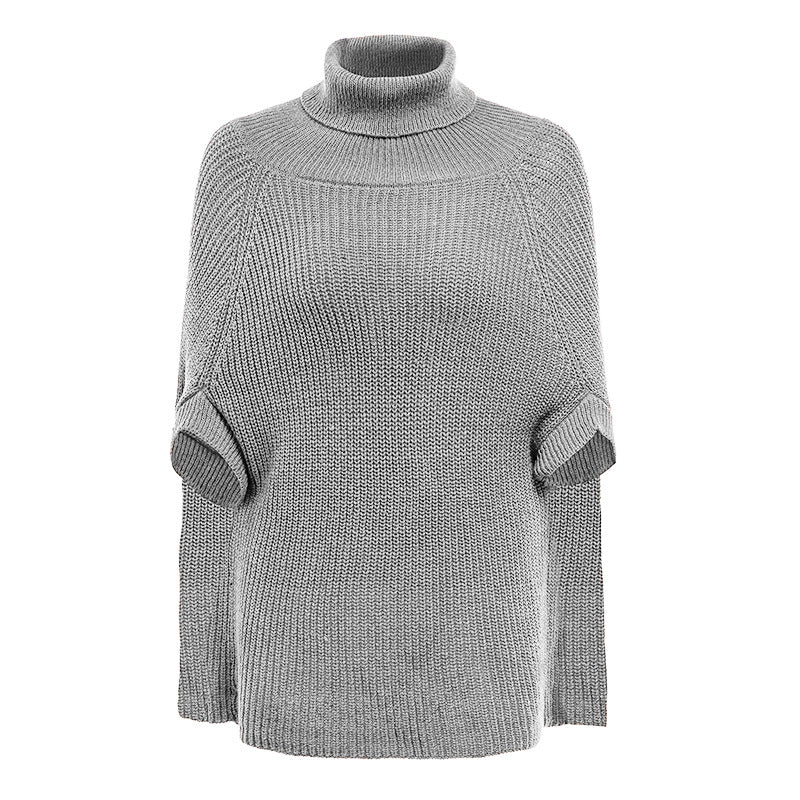 Damen modischer Strickpullover mit hochstehendem Kragen und exklusivem Häkelmuster Amawinc