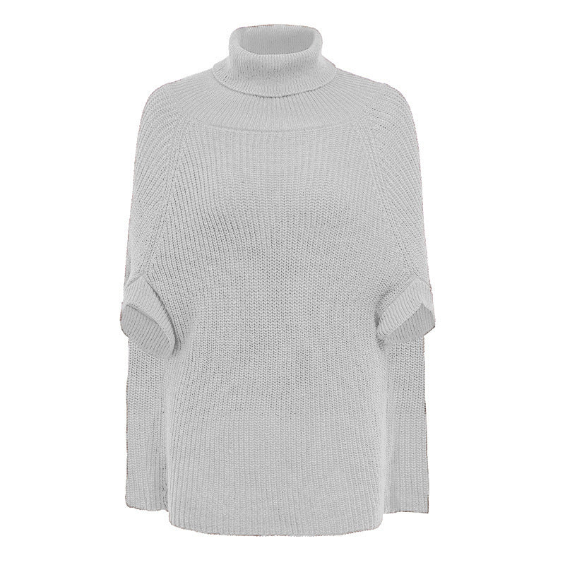 Damen modischer Strickpullover mit hochstehendem Kragen und exklusivem Häkelmuster Amawinc