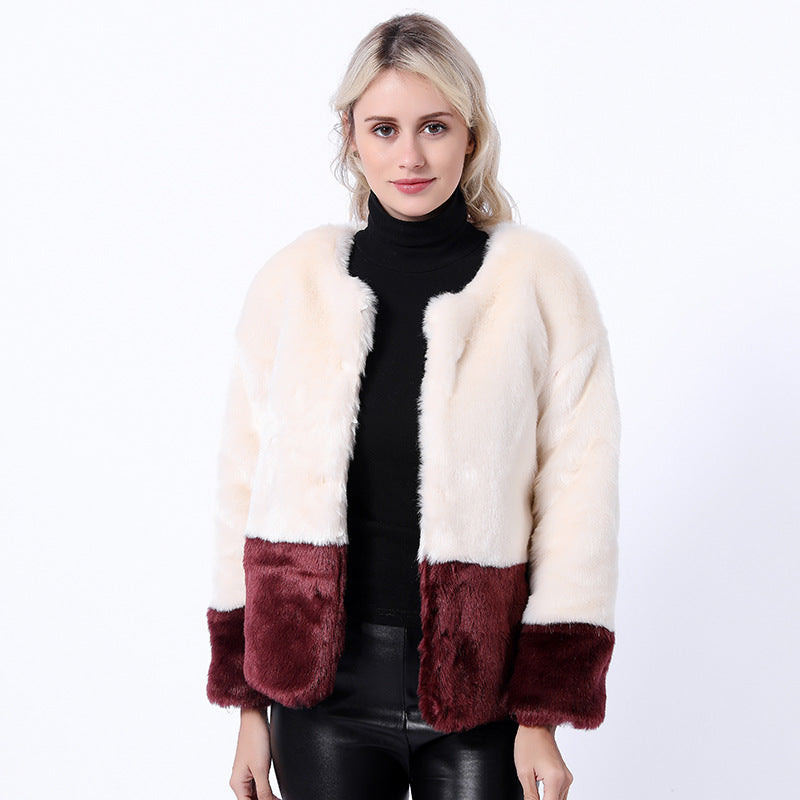 Damen Modische Kunstpelzjacke mit abstrakt geschnittenen Ärmeln und luxuriösem Innenfutter Amawinc