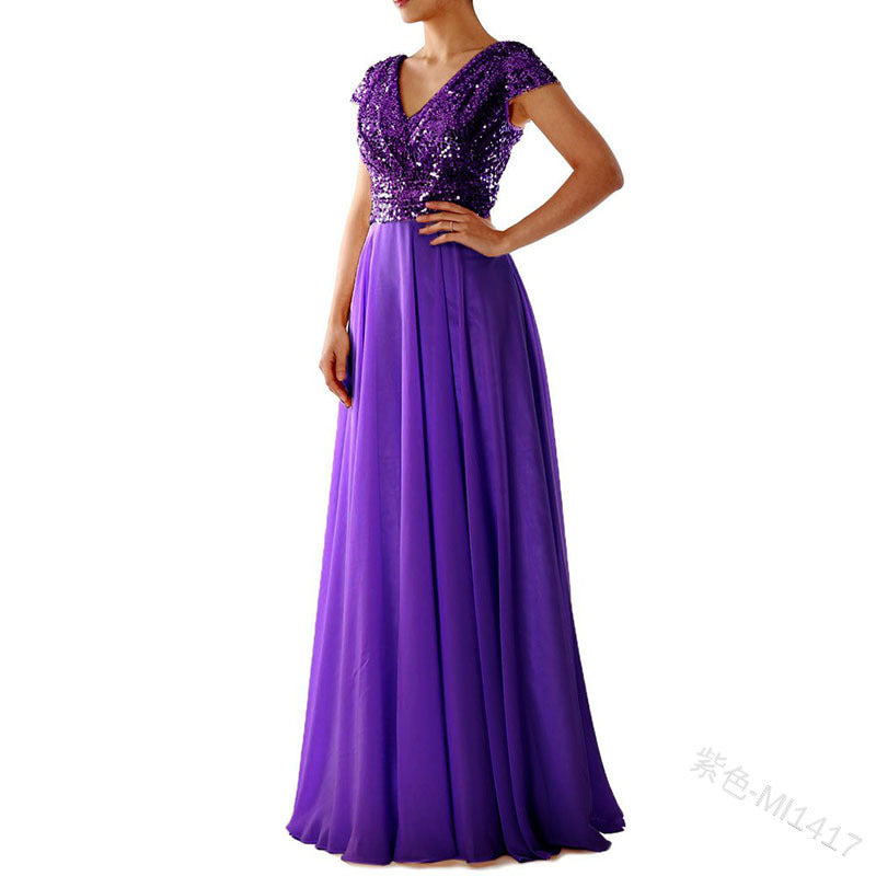 Elegantes Chiffon-Abendkleid mit glamourösen Pailletten von Fudus