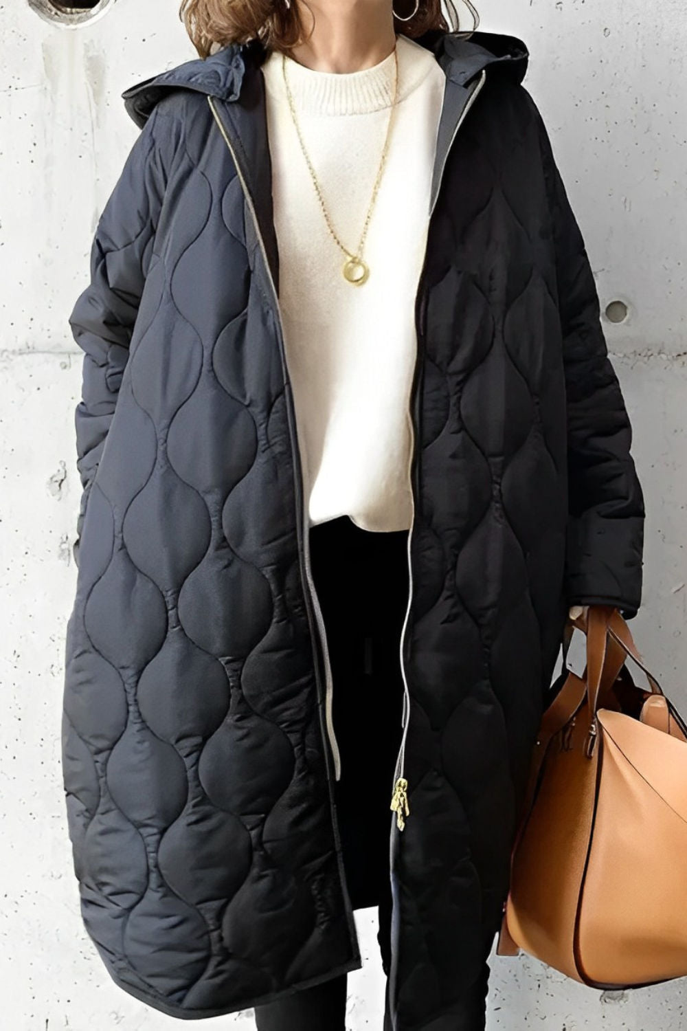 Parka Femme Amawinc Matelassee À Capuche Oversized Longueur Genou Pour Automne Hiver Confortable