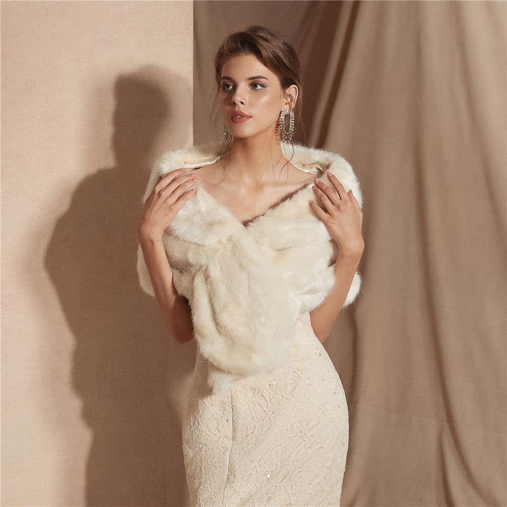 Damen Eleganter Kunstfell Schal Amawinc