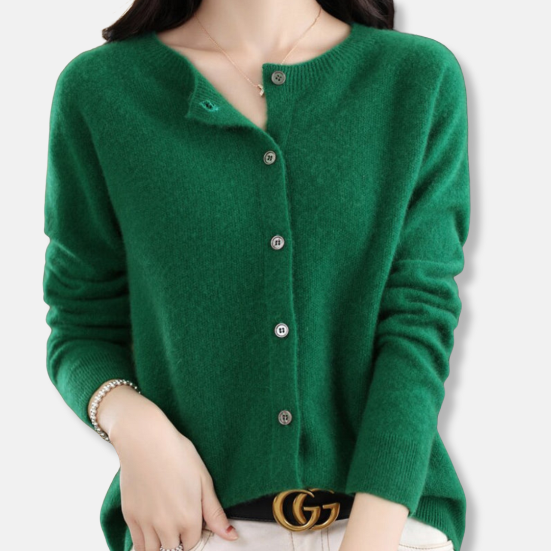 Isla Cardigan Regular Fit en Mérinos à Boutons Devant Maille côtelée pour Femme Chic