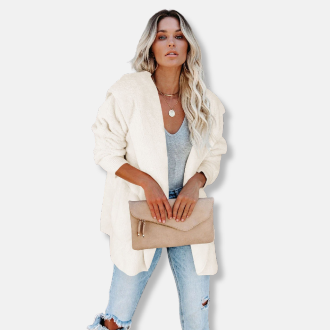 Cardigan Femme À Capuche En Sherpa Polaire Oversize Ouvert Avec Poches Nordisk-Flair