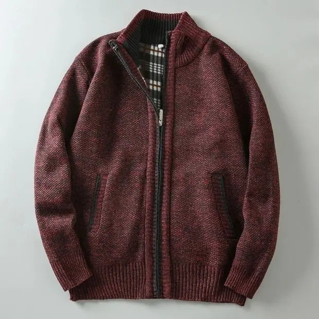 Cardigan En Laine Nordique Mi Long À Fermeture Éclair Côtelé Classique Pour Tenue Décontractée