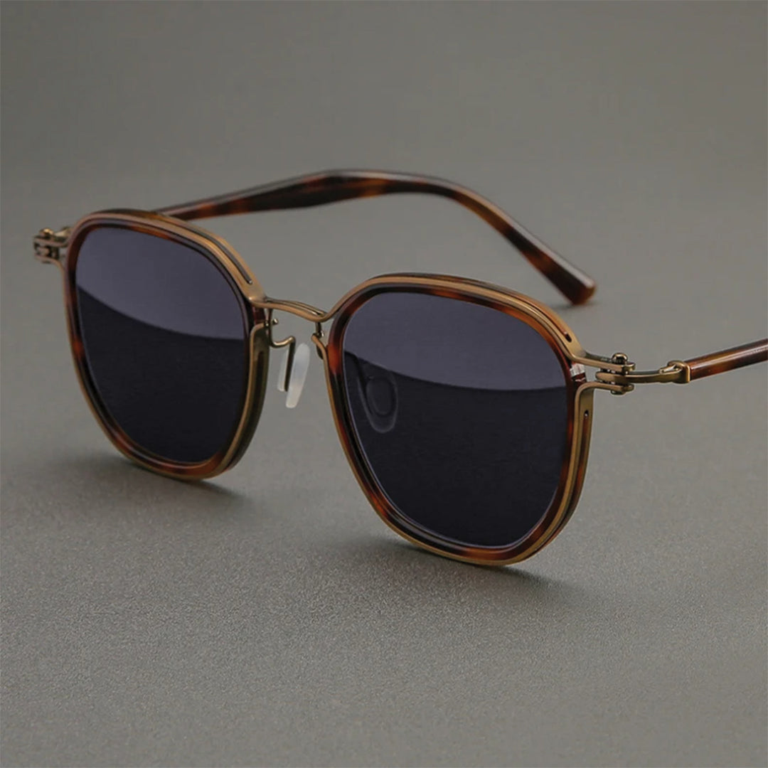 Ferrano Shades Lunettes De Soleil En Titane Légères Verres Polarisés UV400 Avec Forme Géométrique Subtile