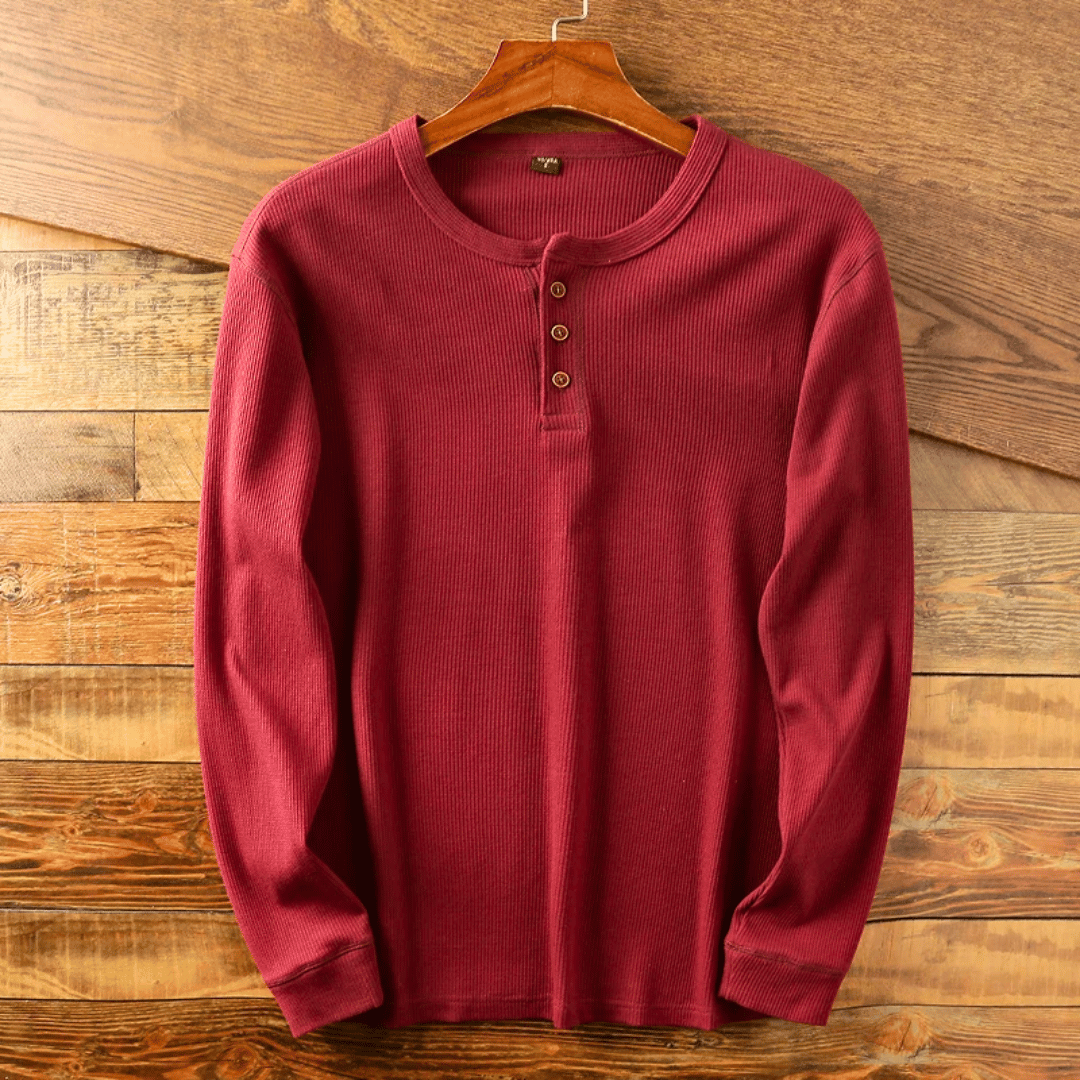 T Shirt Henley Homme Inspiré Nordique En Coton 100 Pour Cent Manches Longues Confort Quotidien