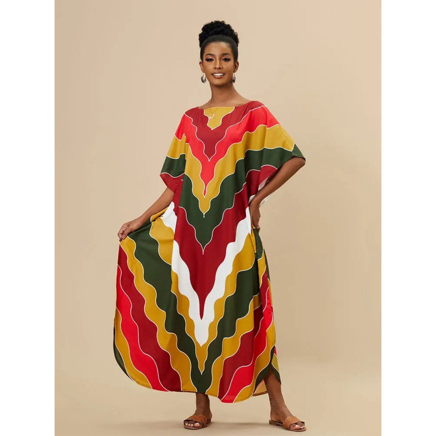 Amawinc Kaftan Femme Décontracté Col En V Plage Léger Et Aérien Vêtement De Plage