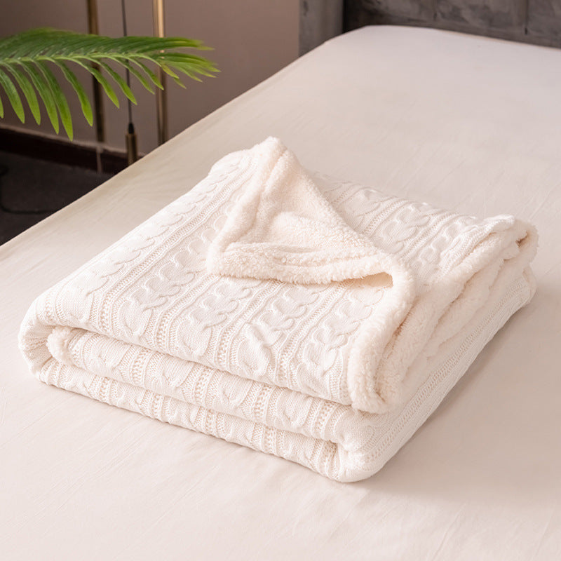 Couverture Plaid En Tricot Câble Avec Doux Sherpa Pour Les Soirées Froides Et Luxueuse Douceur