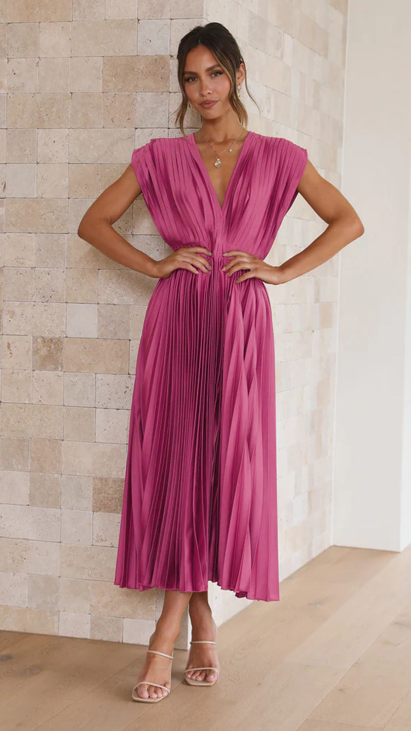 Fudus Faltenkleid mit Reißverschluss: lässiger Stil