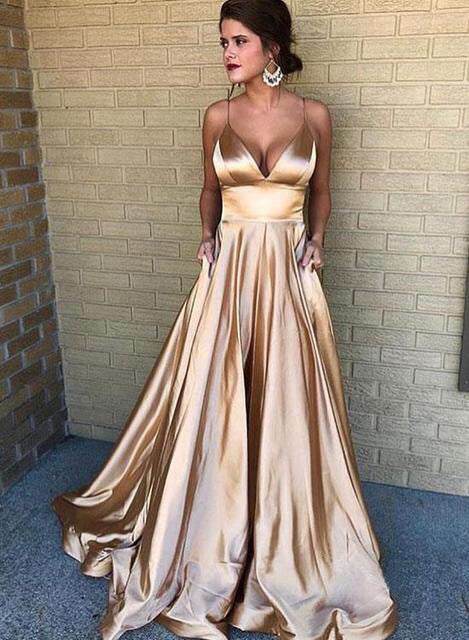 Fudus Elegantes Abendkleid mit V-Ausschnitt und Trägern