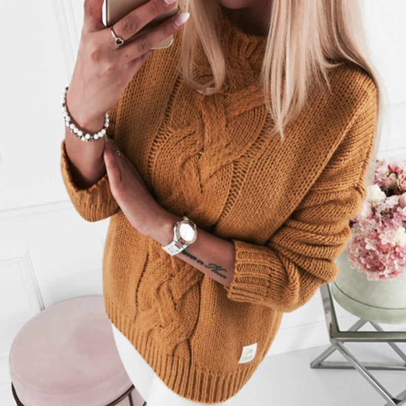 Damen Grobstrickpullover mit elegantem Zopfmuster und lässigem Schnitt Amawinc