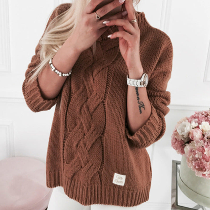 Damen Grobstrickpullover mit elegantem Zopfmuster und lässigem Schnitt Amawinc