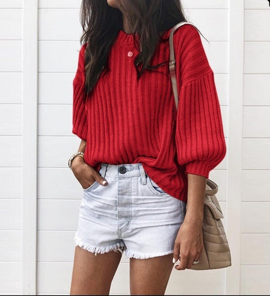 Damen Strickpullover mit modernem Rippdesign und lässigem Schnitt Amawinc