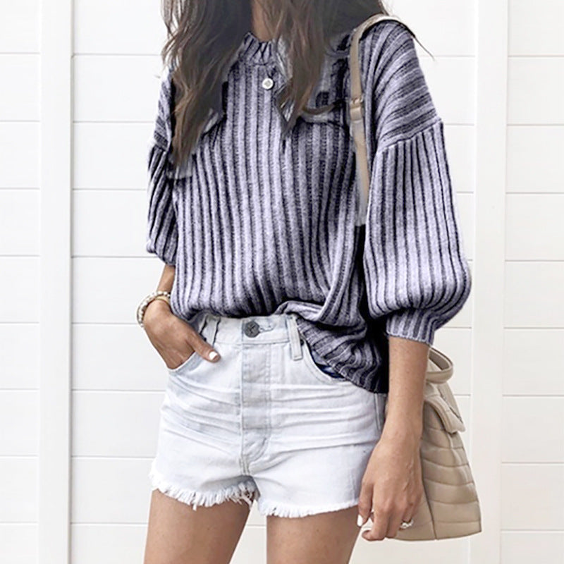 Damen Strickpullover mit modernem Rippdesign und lässigem Schnitt Amawinc