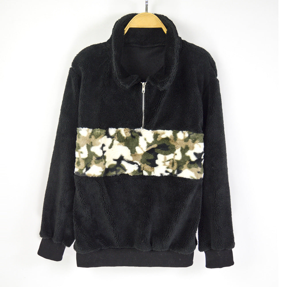 Damen kuschelweiche Fleecejacke mit auffälligem Camouflage-Detail Amawinc