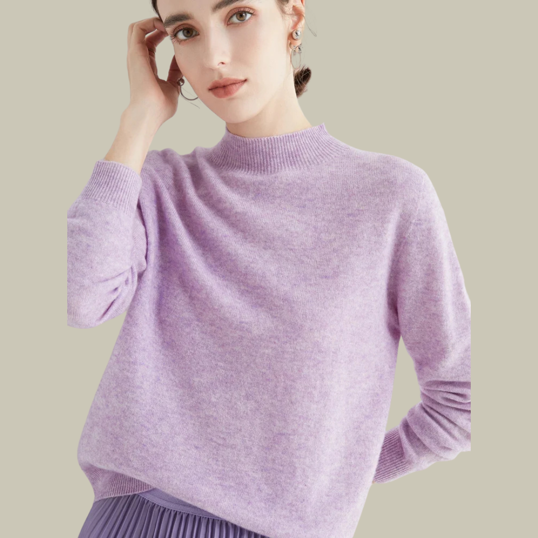 Ivy Pull Femme Col Haut Ajusté En Laine Mérinos Premium Pour Bureau Et Week End Chic