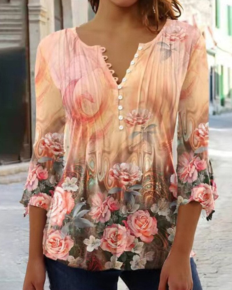 Blouse Judith À Encolure En V Bordée de Scallops et Plis Fluides Pour Tenues Chic Décontractées