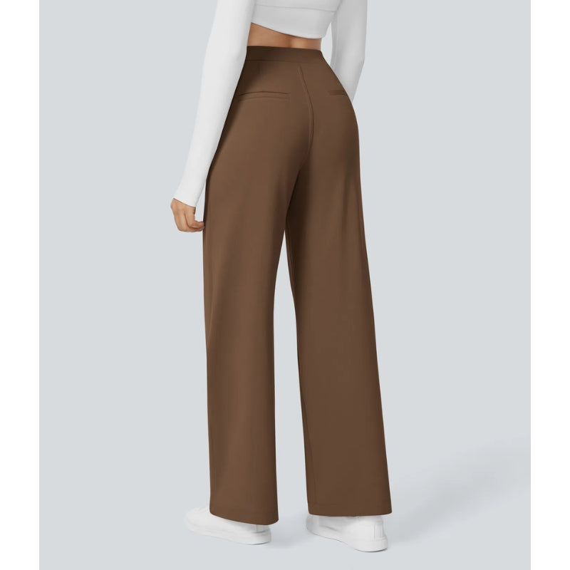 Pallo Pantalon Taille Haute Évasé Pour Travail Avec Poches Latérales Et Plis Avant