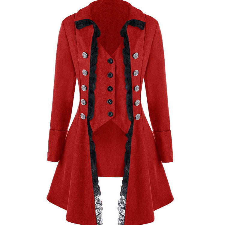 Damen historischer Kapuzenmantel mit eleganten Rüschen Amawinc