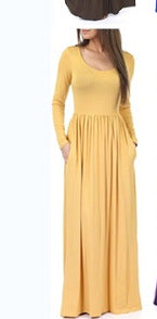 Damen Alltagstaugliches Maxikleid mit praktischen Taschen und fließendem Schnitt Amawinc