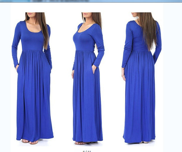 Damen Alltagstaugliches Maxikleid mit praktischen Taschen und fließendem Schnitt Amawinc