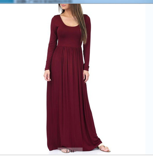 Damen Alltagstaugliches Maxikleid mit praktischen Taschen und fließendem Schnitt Amawinc