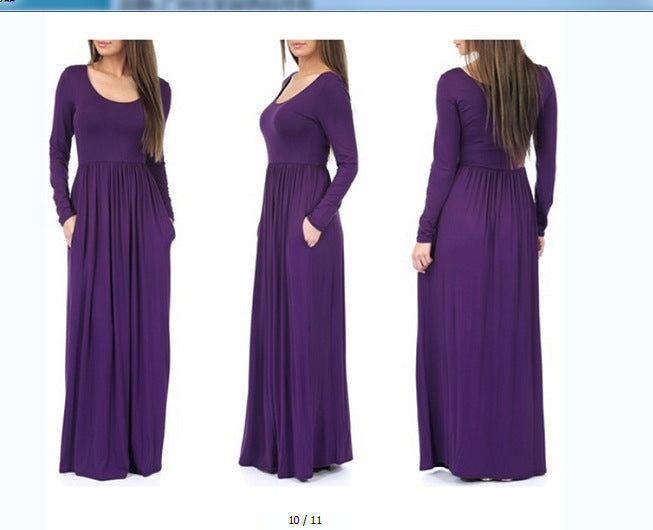 Damen Alltagstaugliches Maxikleid mit praktischen Taschen und fließendem Schnitt Amawinc