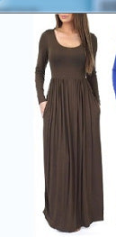 Damen Alltagstaugliches Maxikleid mit praktischen Taschen und fließendem Schnitt Amawinc