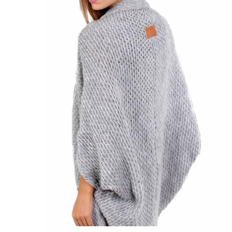 Damen lässige Strickponcho mit weitem Schnitt und eleganten Details Amawinc