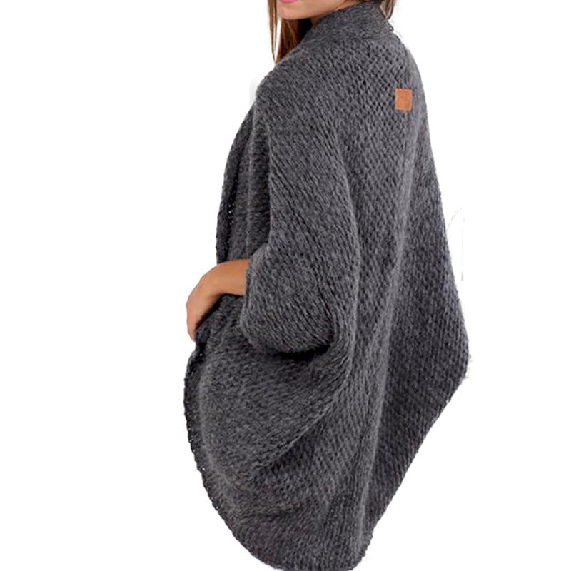 Damen lässige Strickponcho mit weitem Schnitt und eleganten Details Amawinc