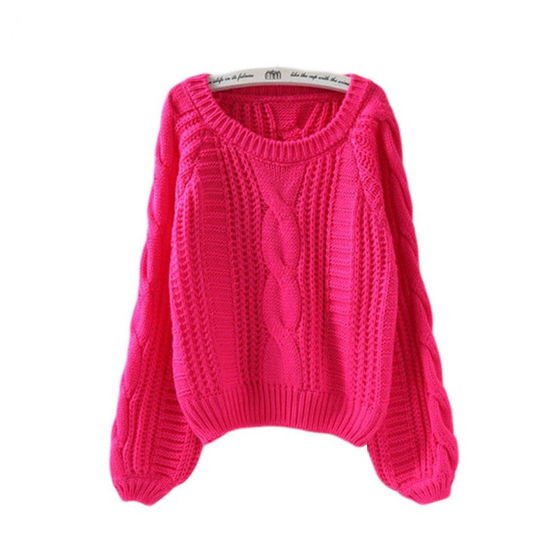 Damen Grobstrickpullover mit voluminösen Ärmeln und Zopfmuster Amawinc