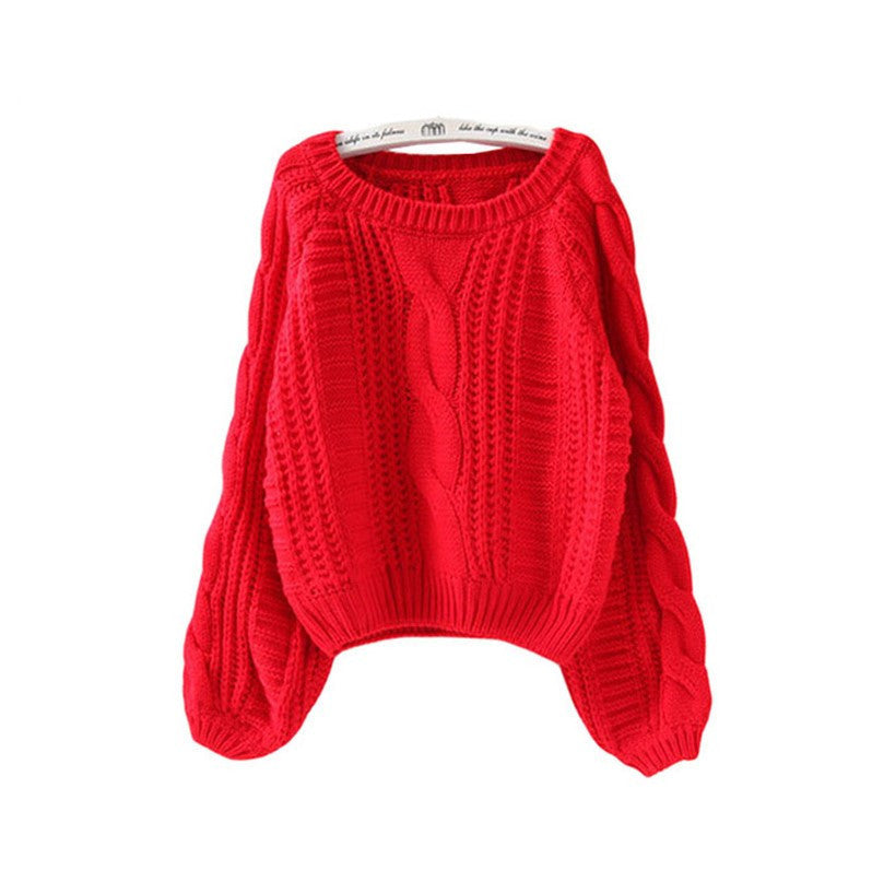 Damen Grobstrickpullover mit voluminösen Ärmeln und Zopfmuster Amawinc