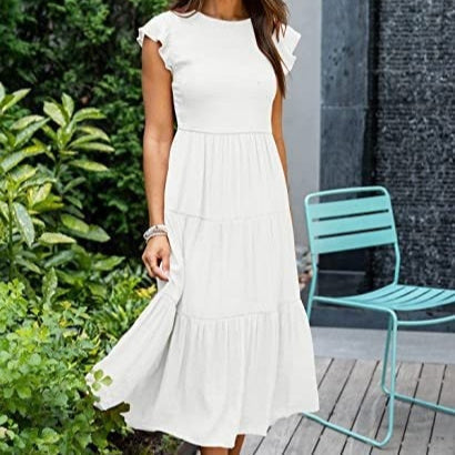 Fudus kurzärmliges Bohemian Midikleid